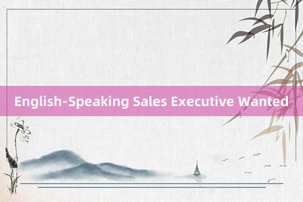 English-Speaking Sales Executive Wanted